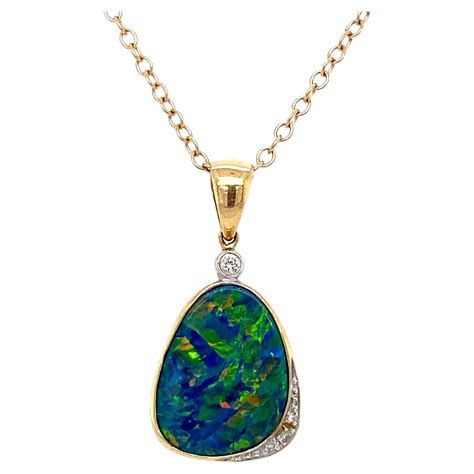 Opal And Diamond Pendant In Karat Gold For Sale At Stdibs