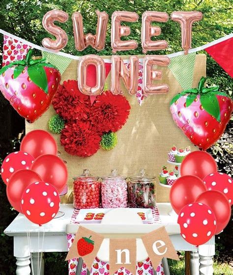 Sweet One Strawberry Birthday Decorations Strawberry One Etsy First