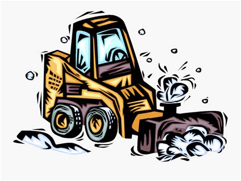 Vector Illustration Of Snow Plow And Snow Removal Equipment Cartoon