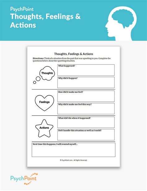 Thoughts Feelings Behaviors Worksheet Studying Worksheets