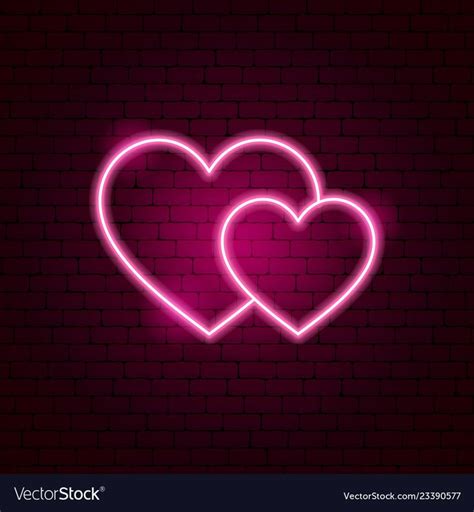 Couple Hearts Neon Sign Royalty Free Vector Image Neon Signs Neon