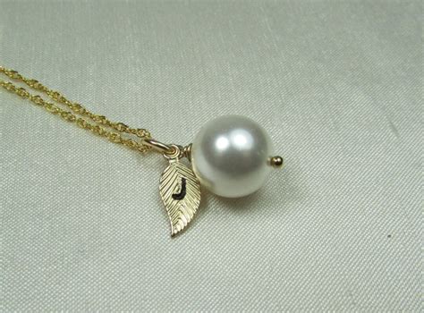 Initial Necklace Gold Bridesmaid Jewelry Gold Pearl Necklace Etsy