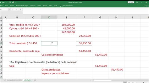 Mercancías En Comisión Cuentas De Orden Valores Ajenos Ejemplo Excel