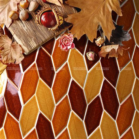 Wholesale Handmade Ceramic Maple Leaf Mosaic Pattern For Backsplash