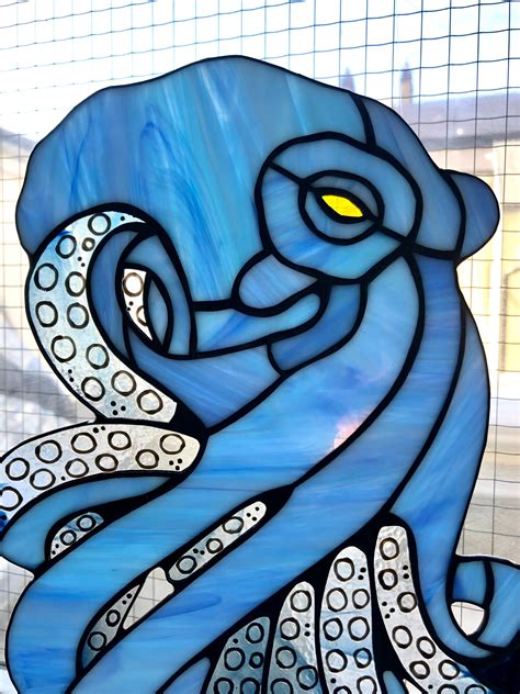 Stained Glass Octopus Suncatcher Glass Home Decoration Etsy Uk