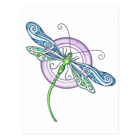 Whimsical Dragonfly Postcard Zazzle Dragonfly Drawing Dragonfly