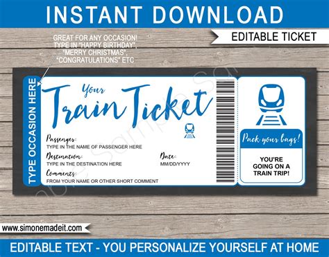 Train Ticket Template Printable