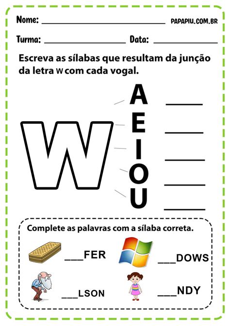 Atividade Letra W 1 Ano