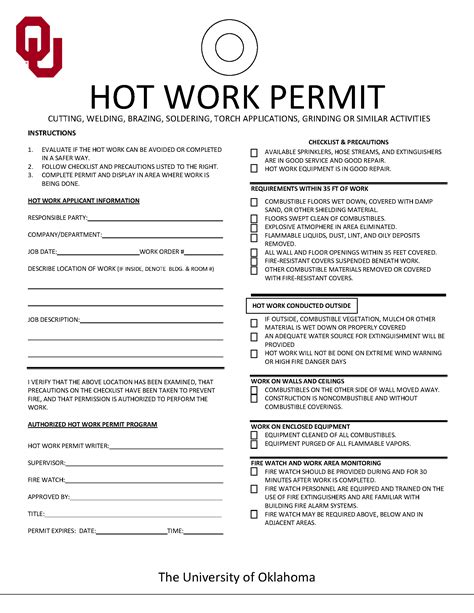 Hot Work Permit Template Printable Pdf