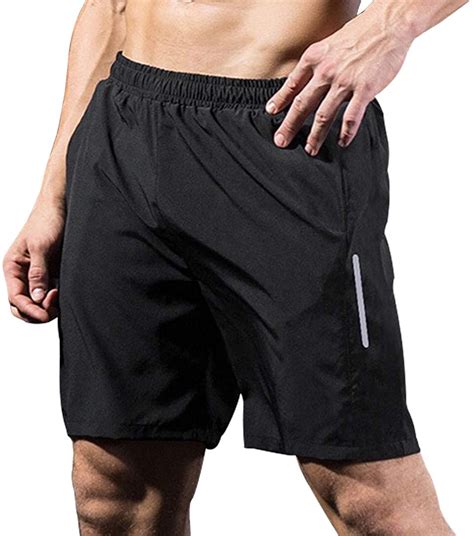 Men Athletic Shorts With Zipper Pockets Dry Fit Gym B508black Size
