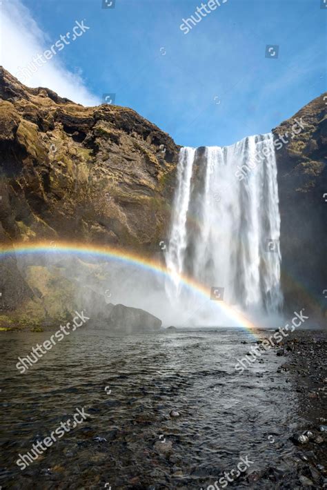 Skogafoss Waterfall Rainbow Skogar Southern Region Editorial Stock