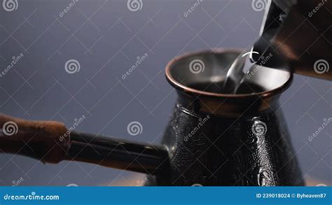 Making Turkish Coffee In Copper Cezve Stock Footage Video Of Cafe