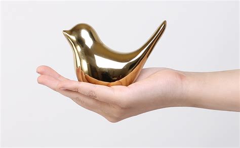 Fantesticryan Small Golden Ceramics Animal Statues Home Decor Modern