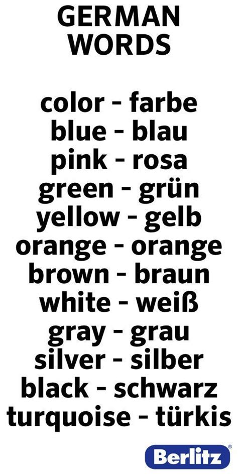 German Words Colors Aprendizaje Idioma Alemán Idiomas Aprender Aprender Alemán