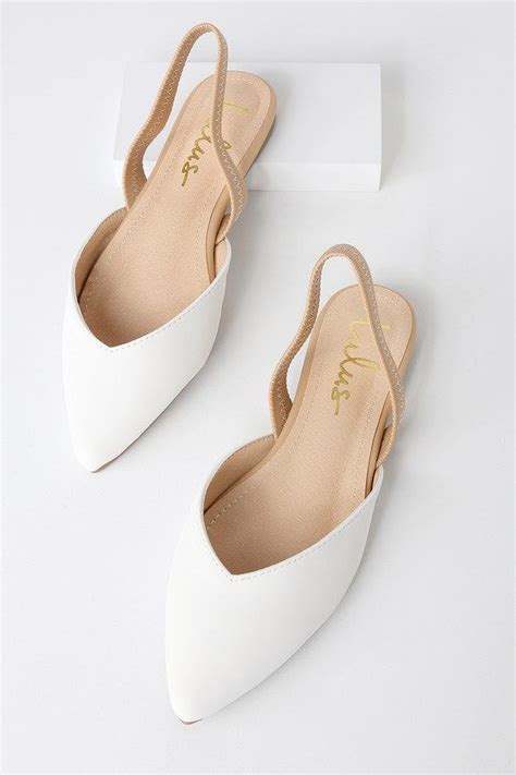 Cute White Flats Slingback Flats Pointed Toe Flats Toe Post Sandals