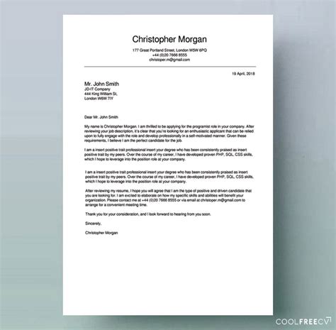 This job cover letter template helps to write the cover letters in the best and efficient manner. How to write a cover letter for a job & examples