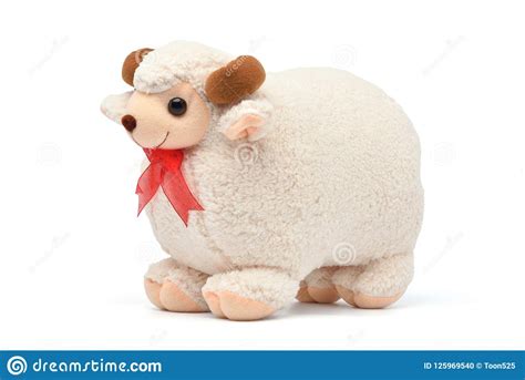Stuffed Sheep Ram Soft Plush Toy Isolated On White Stock Photo Image