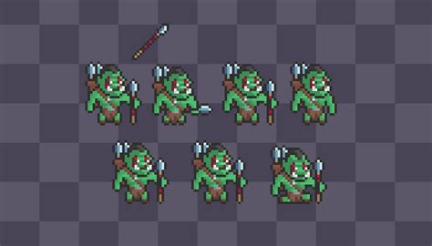 2d Pixel Art Orc Hunter Sprites By Elthens Pixel Art Shop