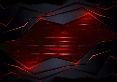 Premium Vector Dark Abstract Tech Background With Red Elements