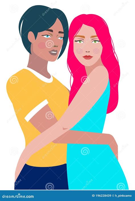 jovem e bonito casal de lésbicas feliz ilustração do vetor ilustração de amigos amor 196228439