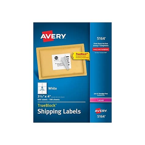 Avery Laser Shipping Labels With Trueblock™ 3 13 X 4 White 600