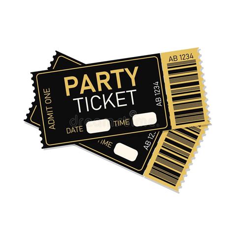 Pair Of Golden Party Tickets Concert Party Or Festival Ticket Design