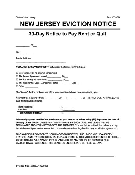 Nj Eviction Notice Template