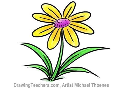 Cartoon Flower How To Draw A Flower Step By Step