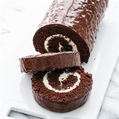 Dark Chocolate Roll Cake With Marshmallow Filling By Loveandoliveoil