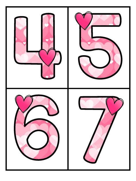 The Numbers Are Pink And Have Hearts On Them