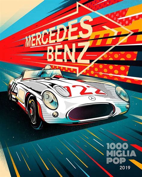 Design For Mercedesbenzitalia 1000migliapop Vintage Racing Poster