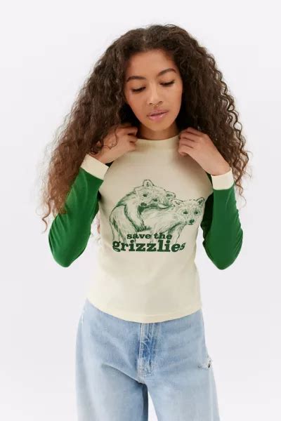 Uo Save The Grizzlies Long Sleeve Tee Urban Outfitters