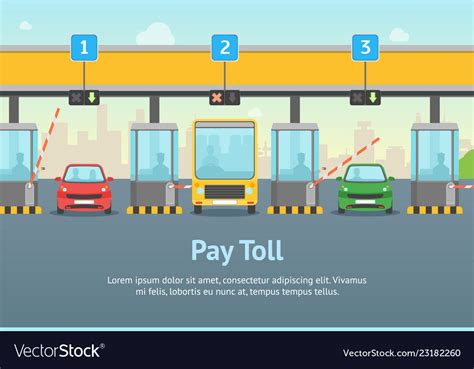 Cartoon Pay Road Toll Card Poster And Text Vector Image