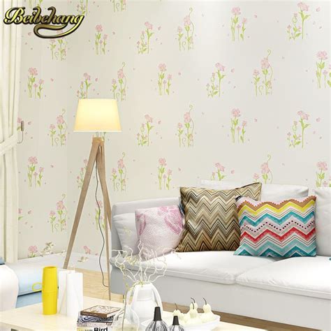 Beibehang Fresh Pastoral Flowers Non Woven Wall Paper Roll Wall