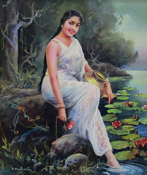 Art By K Madhavan Indian Art Paintings Female Art Painting Indian Art