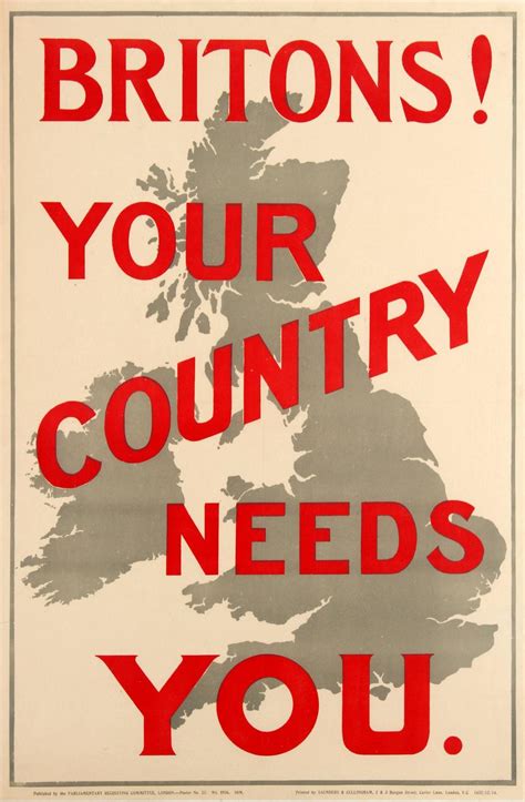 Original World War One Propaganda Poster Britons Your Country Needs You For Sale At Stdibs
