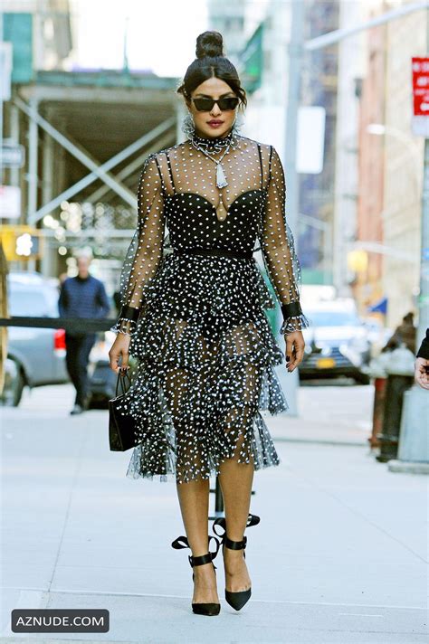 Priyanka Chopra Sexy In A See Through Polka Dot Dress In New York 19