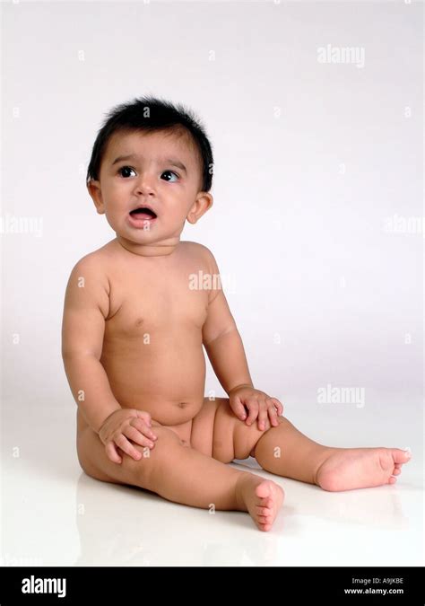 ANG99060 South Asian Indian 7 Month Naked Baby Sitting And Looking To