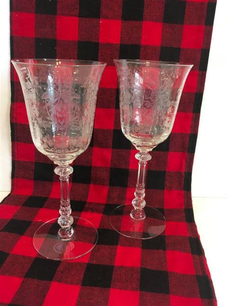 vintage heisey etch orchid glassescrystal wine stemware etsy vintage stemware etching