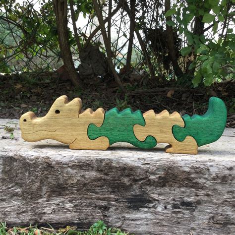 Wooden Alligator Puzzle Crocodile Puzzle Great Birthday Etsy