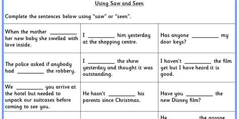 Using Saw And Seen Ks2 Spag Test Practice Classroom Secrets
