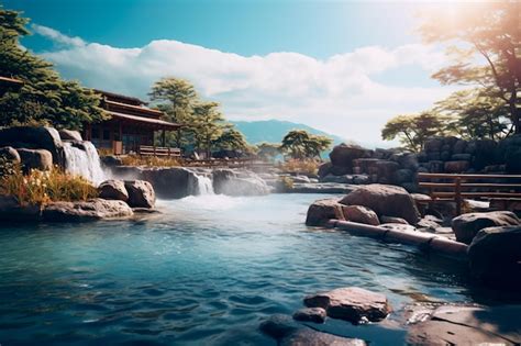 Premium AI Image A Hot Spring In Japan Spa Treatments In Japanese Style Relaxation And Jacuzzi