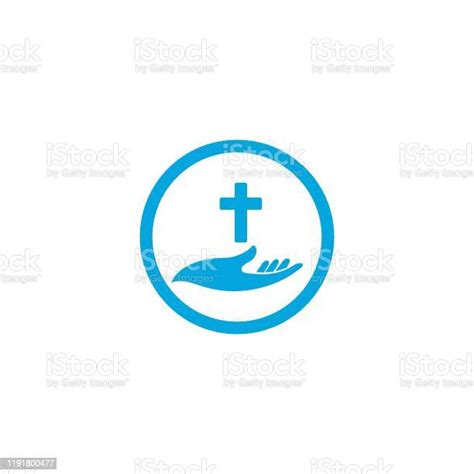 Hands Holding Cross Icons Or Symbols Religion Church Vector