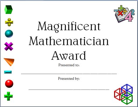 Completely Editable Math Certificate For Elementary And Middle School