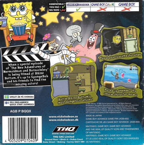 spongebob squarepants lights camera pants cover or packaging material mobygames