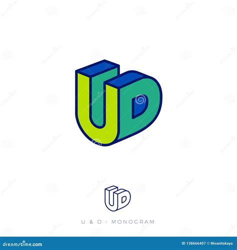 Logotipo De Ud Letras De U E De D No Bloco Multi Emblema Colorido Como