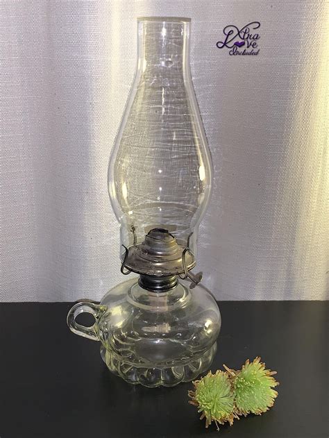 Vintage Lamplight Farms Finger Oil Lamp Oil Lamp Clear Glass Etsy