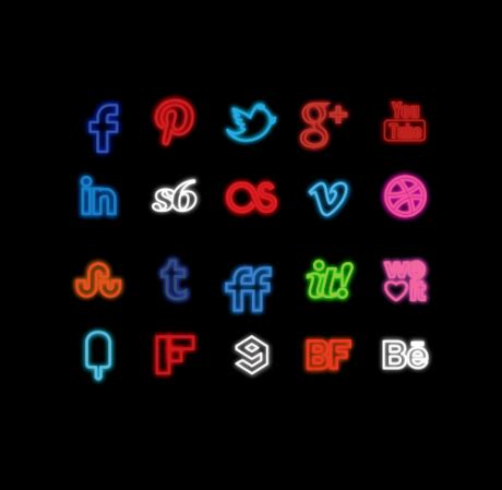 Free Colorful Neon Social Icons Set PSD At FreePSD Cc