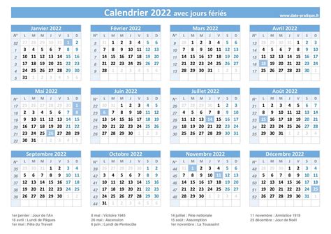 Calendrier 2022 Avec Jours Feries Vacances Scolaires A Telecharger Images