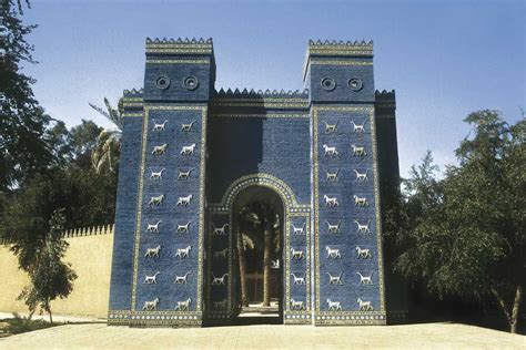 A Blue Building With Horses Painted On Its Side And Two Doorways At